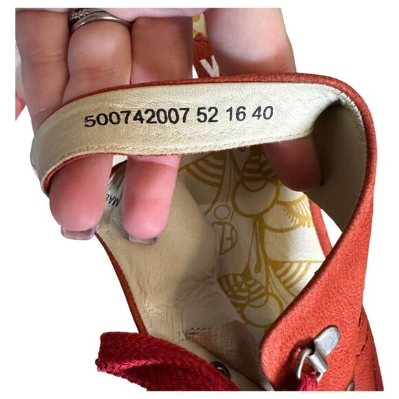 Fly London Ylfa Lace Up Red Leather Open Toe Wedge EU Size 40  US 9.5 - Picture 7 of 8